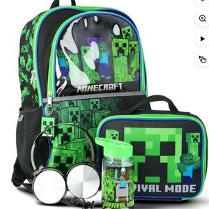 Minecraft Green Backpack and Lunch Set